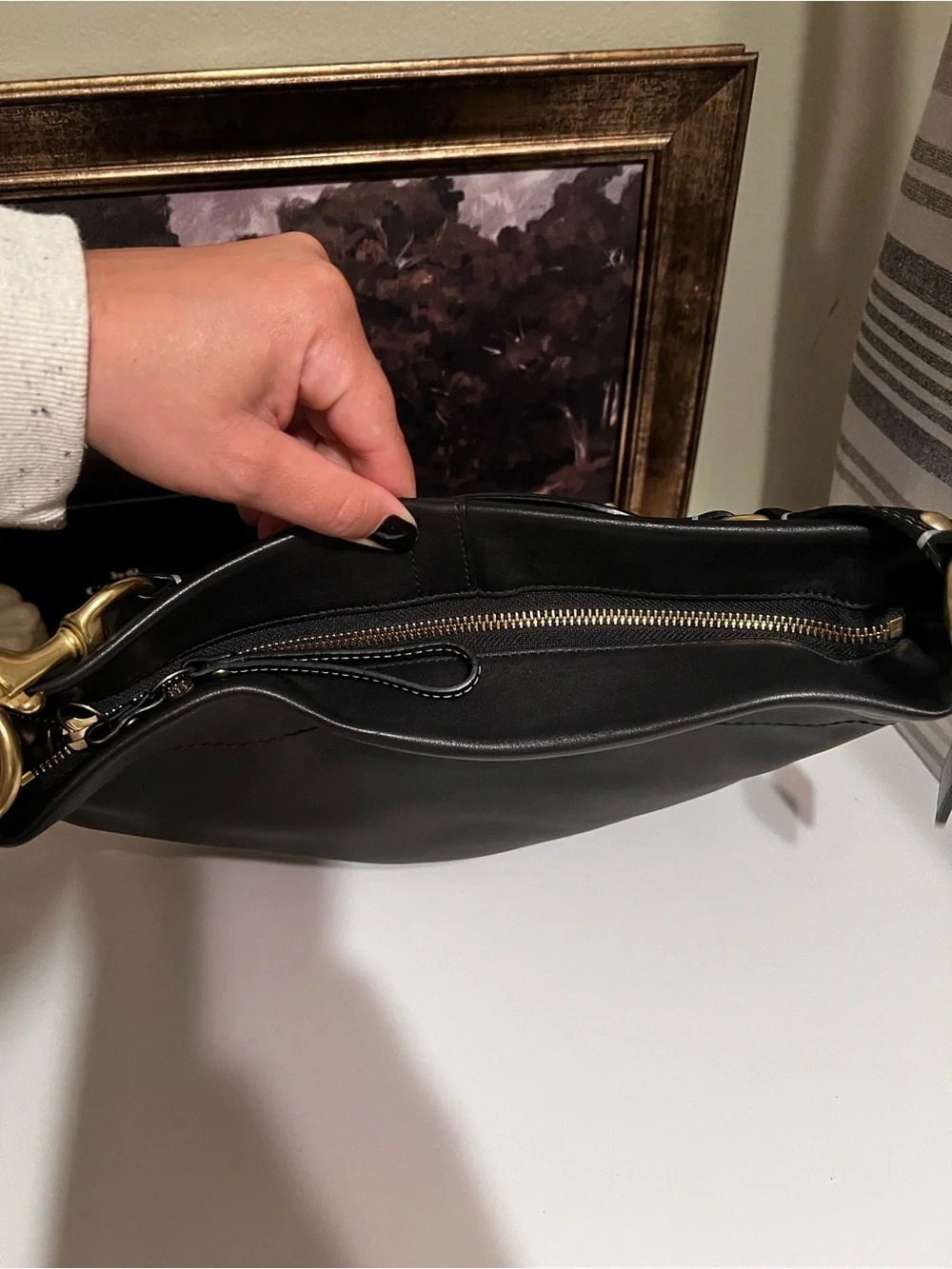 Vintage Coach Carly Black Leather Shoulder Bag